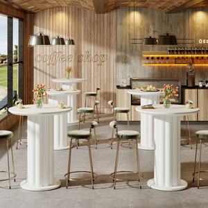 Mesa de Bar Moderna de 39 Pulgadas de Alto con Base de Pilar Romano, Mesa de Comedor de MDF, Mesa Alta de Cocina, Mesa de Desayuno, Mesa de Barra para el Hogar, Mesa de Pub - Product Image 4