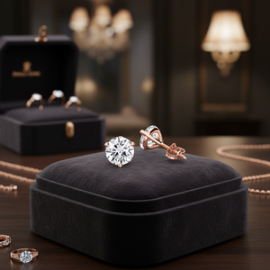 Pendientes de tuerca con ajuste de Martini de Diamante Real de oro rosa de 14 quilates 0.40TCW Joyas de diamantes - Product Image 3