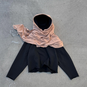 <span class=keywords><strong>Felpa</strong></span> con Cappuccio Vintage Oversize Y2K Personalizzata con Logo, Effetto Consumato e Bordi Sfrangiati per Uomo - Product Image 3
