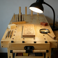 Banc de travail professionnel pour l'école et l'extérieur, éco-responsable, durable, avec plateau en bois de caoutchouc épais, design moderne