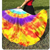 Éventails en soie pour danse du ventre, drapeau semi-circulaire, voile long, éventails en bambou pliables, accessoires de danse pour événements et célébrations