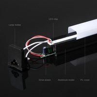Corps de lampe en aluminium noir Tube fluorescent LED Prix bon marché Support intégré de haute qualité T5 T8 Led Tube