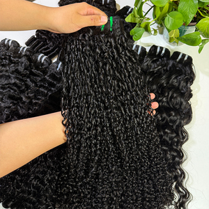 Mechones de Cabello Rizado Pixie, Color Negro Natural # Extensiones de Cabello Humano Virgen Vietnamita 1B, de 10 a 24 Pulgadas, con Rizos Tipo Pixie, Proveedor de Cabello - Product Image 2