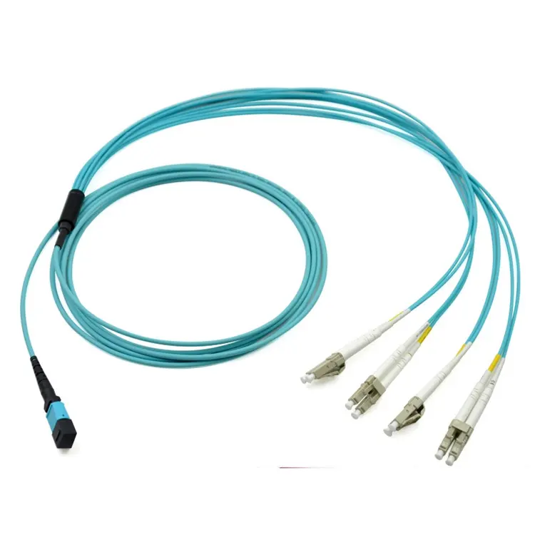 MPO fiber optic patch cable Aqua blue color best sell mode fiber optic patch cord