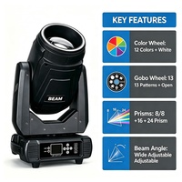 FEIYUEYUE Sharpy Projecteur de Scène 295W 14R à Tête Mobile, Faisceau Blanc, Prisme 8+16+24, DMX512 pour DJ, Discothèque, Mariage, Concert, Club, Événement