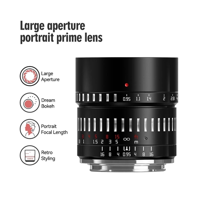 TTartisan 50mm F0.95 APS-C MF Large Aperture Lens for Mirrorless Cameras EOS-M Sony E Fuji X M43 Z Canon RF Sigma L Mount