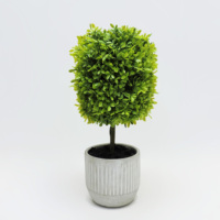 Décoration de plantes topiaires artificielles Boule de gazon artificiel en pot de ciment Ornements de jardin