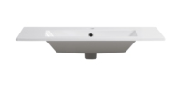 Lavabo Rectangular Moderno de Cerámica Blanca Pulida con Borde Delgado, Montaje de Grifo de un Solo Orificio, Fácil de Limpiar, para Encimera