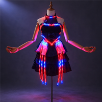 Robe Halter Lumineuse à LED pour Soirée en Boîte de Nuit, Tenue de Service de Bouteilles, Vêtement de Danse Lumineux pour Fête, Bar, KTV, Ambiance Scénique, Spectacle