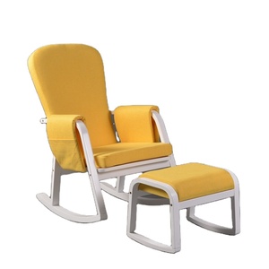 Chaise d'appoint lounge en tissu au design classique moderne, en métal, bois de loisirs doux pour le salon-Chaise à bascule conçue en usine - Product Image 1