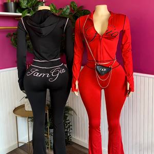 C2568 Modisches einfarbiges sexy zweiteiliges Damen-Set Langarm-Sport-und Freizeit-Stretching-Set - Product Image 1