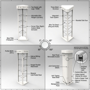 Espositore per Accessori Cellulari in Metallo, Arredamento per Negozi al Dettaglio, Scaffale a 3 Lati per Custodie Telefoni e Cavi di Ricarica, Espositore da Terra per Elettronica - Product Image 3