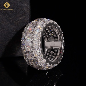 Anillos de Boda Personalizados al por Mayor, Anillos de Fiesta de Plata Esterlina S925 con Pavé Completo, Anillo de Eternidad con Moissanita VVS, Anillo de Fábrica - Product Image 4
