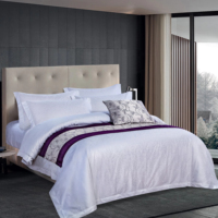 Parure de lit d'hôtel minimaliste 100% coton 300TC 4 pièces taille double Housse de couette Housse de couette Drap de lit Taie d'oreiller-Patchwork