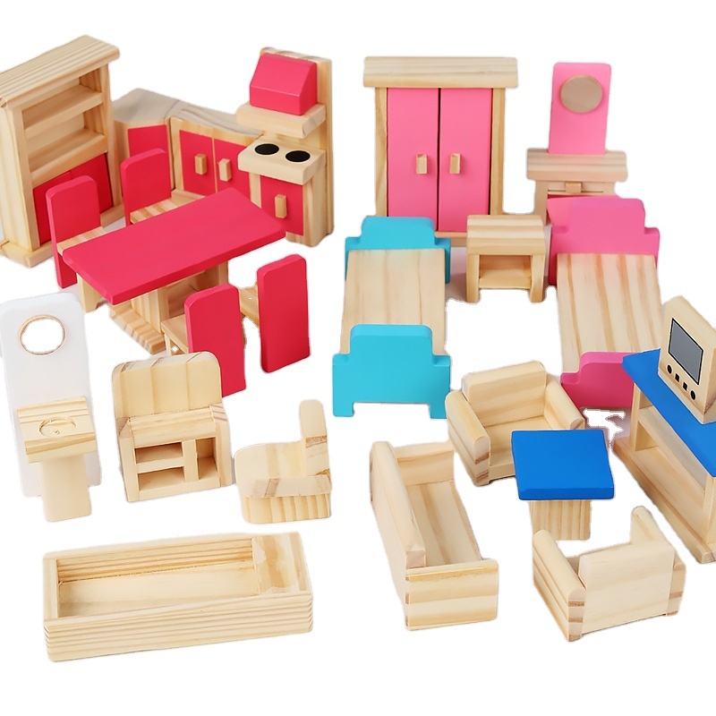 Wooden Dollhouse Furniture Miniature Toy Kids
