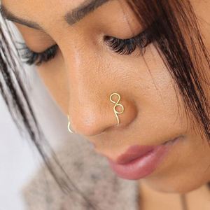 Nuevo Anillo de Nariz Africano Sin Perforación, Ajustable, en Forma de U, Chapado en Oro Real de 18K, Anillos de Nariz con Clip para Mujer - Product Image 4