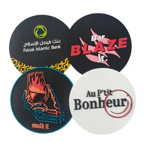 Promotional Cute Round Silicone Coaster For Drink Custom Logo 2D 3D Soft PVC Rubber Coaster Bar Beer cup mat