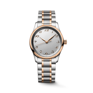 Montre à quartz pour femme, bracelet en acier inoxydable bicolore, chiffres arabes, montre-bracelet décontractée, Longinesing - Product Image 1