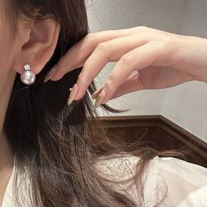 สร้อยคอเงินแท้ S925 ดีไซน์หรูหรา ประดับมุกสีม่วงและเพชรเม็ดเดียว พร้อมต่างหูเพชรสไตล์ Daifei ระดับไฮเอนด์ - Product Image 2