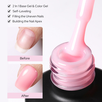 BORN PRETTY PRO Fabricant 15ml Gel de Base Flexible Rose Naturel Renforçant Soak Off Gel de Base Caoutchouc Vernis à Ongles