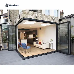 Mỹ Tiêu Chuẩn Nhôm Gấp Cửa 90 Độ Góc Bi-folding Patio Cửa Cho Mountain House/Căn Hộ