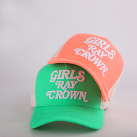 Casquette Trucker Ajustable en Maille avec Logo Brodé 3D en Coton Fluorescent Premium Personnalisé, Style Y2K Streetwear Hip Hop