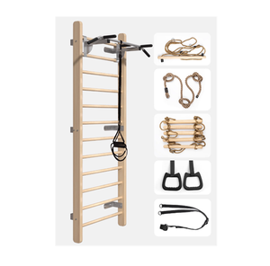 Wellshow, equipo de Fitness de madera para interiores, marco de escalada para niños para entrenamiento de estiramiento, rehabilitación de prensa de piernas - Product Image 1