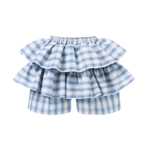 Jupe trapèze décontractée écologique à carreaux avec nœud pour filles, longueur genou, style gâteau, nouvelle collection été, motif floral, passe-partout - Product Image 1