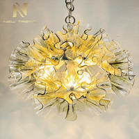 Luminaire suspendu en verre de Murano à LED de style italien, créatif, moderne, en forme de fleur, pour salon, hôtel, villa