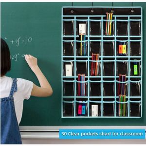 Organizador Colgante de 30 Bolsillos con Ganchos para Teléfonos y Calculadoras, Almacenamiento para Aula, 33.5x24 Pulgadas, Material No Tejido, Suministros de Oficina y Escolares - Product Image 4