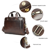 Porte-documents en cuir véritable pour homme, sacoche messager pour ordinateur portable 15 pouces