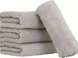 <b>Towel</b> Lab [Air Softness] #027 Bath <b>Towel</b> Dark Gray Solid <b>Set</b> 4 Fluffy Soft Medium-Thick Voluminous Lightweight Zero Twist Yarn - Product Image 2