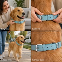 Collier réglable en cuir PU pour chien et chat, anti-étranglement, couleur unie, style décontracté, toutes saisons, pour toutes les occasions festives