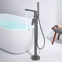Ensemble douche/baignoire mural en cuivre massif, style européen moderne et épuré, avec robinet chaud/froid et douchette séparée, 1 trou