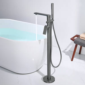 ชุดฝักบัวอาบน้ำแบบติดพื้นทองเหลืองแท้ สไตล์ยุโรปเรียบง่ายทันสมัย ยี่ห้อ <span class=keywords><strong>Muku</strong></span> สำหรับอ่างอาบน้ำ พร้อมก๊อกน้ำร้อน/น้ำเย็น ฝักบัวแยกอิสระ 1 รู - Product Image 3