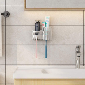 Juego de Portacepillos de Dientes Metálico Cuadrado y Vaso para Enjuague Bucal, Montado en la Pared, Dos Piezas, Ecológico, <span class=keywords><strong>Sin</strong></span> Perforaciones - Product Image 2