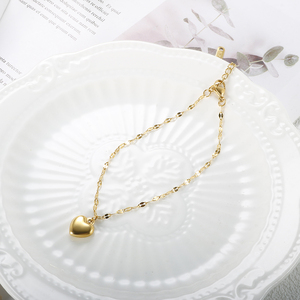 Bracelet avec pendentif en forme de cœur en or 18 carats, bijoux en acier inoxydable, <span class=keywords><strong>prix</strong></span> de gros, bijoux tendance - Product Image 2