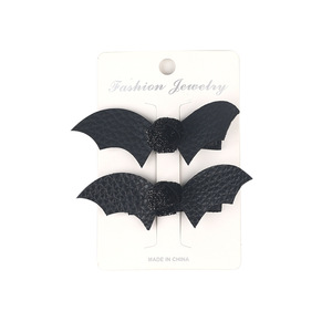 Épingles à cheveux pour enfants Aile de chauve-souris noire Pinces à cheveux Bling Glitter Black Bat avec Spider Ghost Dress <span class=keywords><strong>up</strong></span> Costume Halloween Hair Bow - Product Image 2