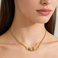 Collier Pendentif Géométrique Irrégulier en Pierre Naturelle Plaqué Or en Acier Inoxydable pour Femme - Joyas De Acero Inoxidable Al Por Mayor
