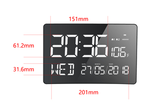 11 Inch LED Digital <strong>Clock</strong> Display Time/Week/Temperature Dual Alarm, USB &amp; Global Plug <strong>Wall</strong> Desk Mount for Home Office - Product Image 2