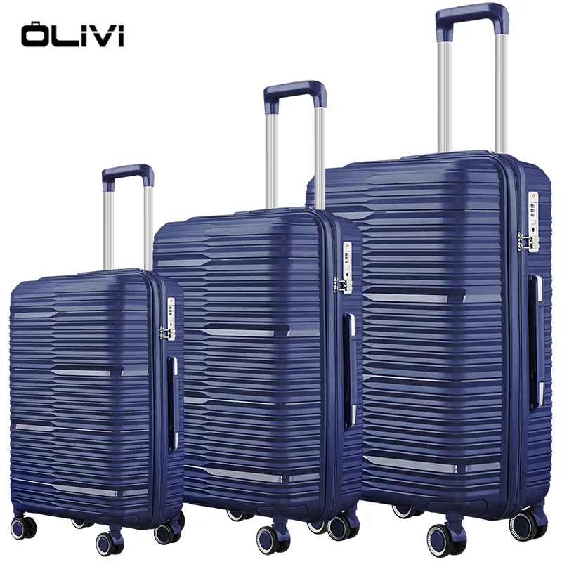 New Style Cheap 3 pcs PP luggage Sets Wholesale For Long Trip Suitcase Sets Custom Maletas De Viaje Hard Shell PP Trolley