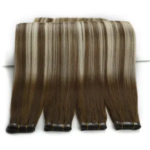 Le Shine Custom Top Quality Real Natural Human Hair 22" Flat Weft Sew In Hair Extensions Bead Flat Weft