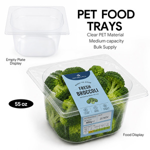 Bandeja Desechable Transparente de PET Termosellable para Alimentos, Frutas, Ensaladas, Carnes, Comida Preparada, Libre de BPA, con Logotipo Personalizado - Product Image 1