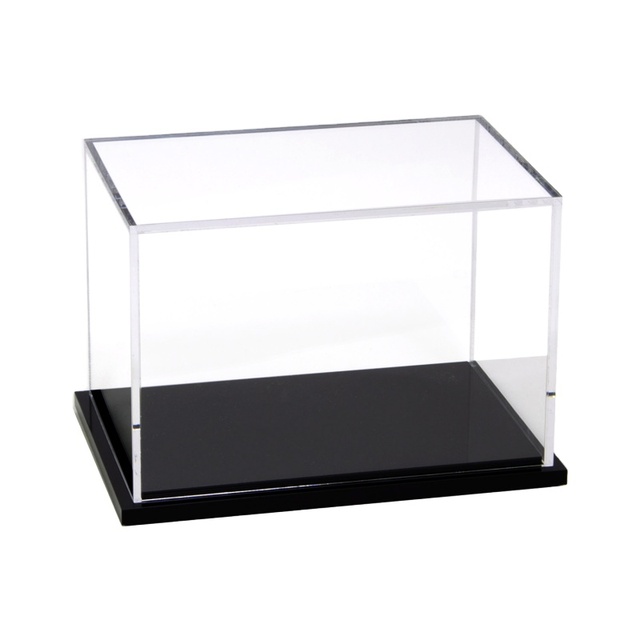 Wholesale Custom Size 3mm Thick Clear Acrylic Display Case with Black Base for Collectibles