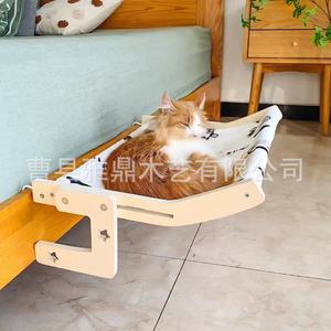 Cama colgante creativa de madera para gatos, cama de madera para tomar el sol, hamaca suspendida de madera maciza para ventana. - Product Image 2