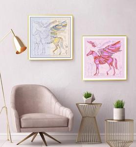 Toile d'art <span class=keywords><strong>moderne</strong></span> <span class=keywords><strong>de</strong></span> luxe, belle tête <span class=keywords><strong>de</strong></span> <span class=keywords><strong>cheval</strong></span> rose volant sauvage, <span class=keywords><strong>peinture</strong></span> orange avec cadre, art mural en cours d'exécution, peintures <span class=keywords><strong>de</strong></span> chevaux dorés - Product Image 5