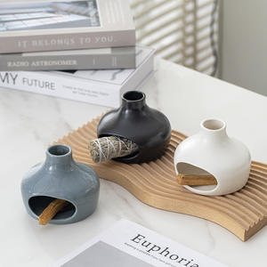 Brûleur d'encens en céramique à grande bouche blanc et noir, support pour <span class=keywords><strong>sauge</strong></span> et Palo Santo - Product Image 5