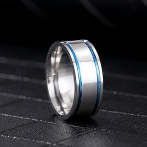 Anello con Linea Blu Minimalista, Stile Cool, Gioielli alla Moda all'Ingrosso - Product Image 6
