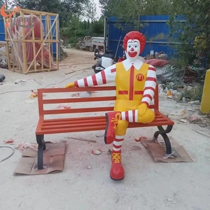 Payaso moderno de dibujos animados tamaño real Ronald McDonald estatua Banco lindo cómic fibra de vidrio resina artesanía <span class=keywords><strong>esculturas</strong></span> para exteriores - Product Image 4
