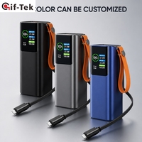 20000mAh 100W GaN Power Station dengan Kabel Retractable Pengisian Cepat Tahan Air Paduan Aluminium
